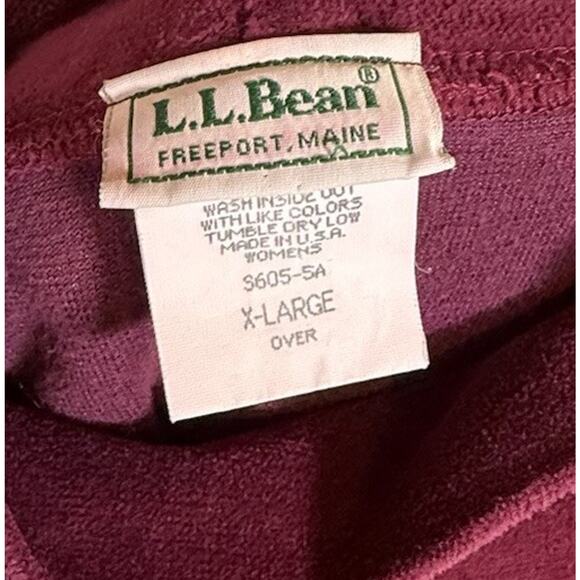 Vintage LL Bean Sweater Women XL Burgundy Maroon Velvet Velour Turtleneck USA - Picture 5 of 6
